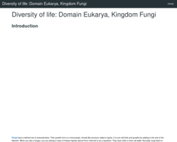 Diversity of life: Domain Eukarya, Kingdom Fungi