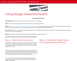 Lesson: Searching for Information on the Internet
