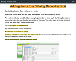 Adding Items in Sirsi