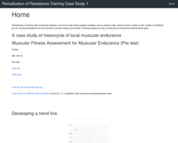 Periodization of Resistance Training Case Study 1