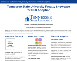 Tennessee State University Faculty Showcase for OER Adoption