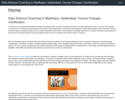 Data Science Coaching In Madhapur, Hyderabad, Course Charges, Certification