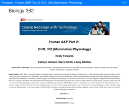 Forsgren - Human A&P: Part 2 BIOL 362 Mammalian Physiology