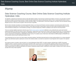 Data Science Coaching Course, Best Online Data Science Coaching Institute Hyderabad, India