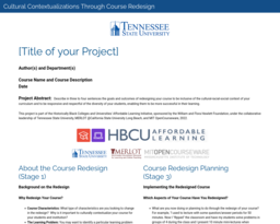Cultural Contextualizations Through Course Redesign