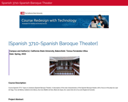Spanish 3710-Spanish Baroque Theater