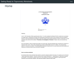 Getting Ready for Trigonometry Worksheets