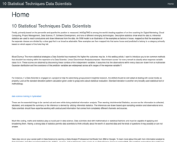 10 Statistical Techniques Data Scientists