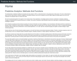 Predictive Analytics: Methods And Functions