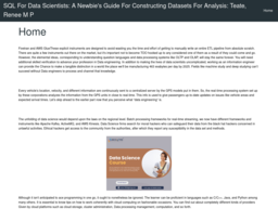 SQL For Data Scientists: A Newbie's Guide For Constructing Datasets For Analysis: Teate, Renee M P
