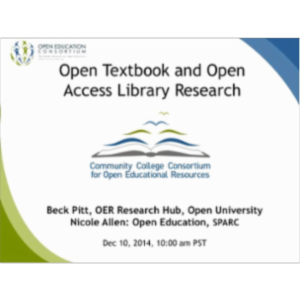 OER Research on Open Textbooks and Librarians