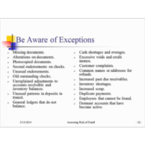 Exceptions and Red Flags to Fraud icon