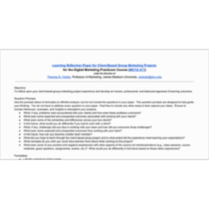 Learning Reflection Paper for Client-Based Group Marketing Projects icon