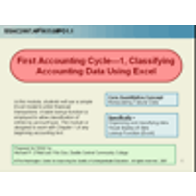 First Accounting Cycle, 1 -- Classifying Accounting Data Using Excel