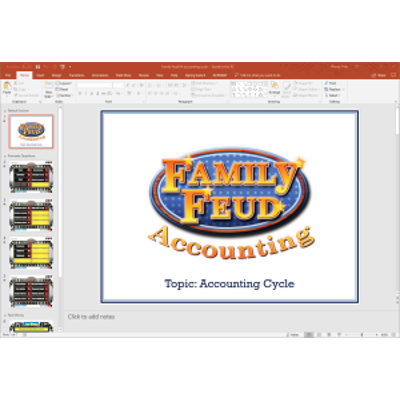 PowerPoint Family Feud game covering CMA information and basic concepts