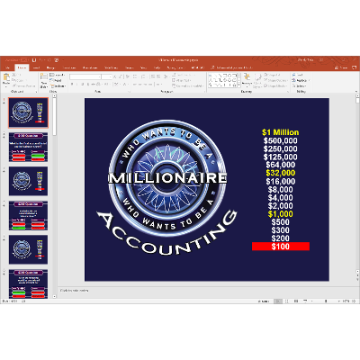PowerPoint Who Wants to be a Millionaire game covering the accounting cycle in introductory financial accounting icon
