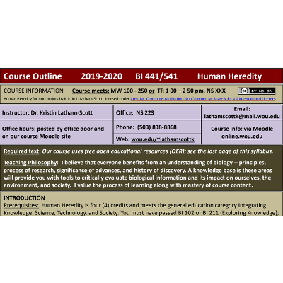 Human Heredity BI 441-541 Spring 2020