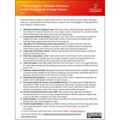 Educator Resource - Academic Integrity in Large Classes icon