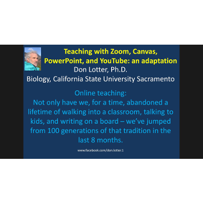 Teaching with Zoom Canvas PowerPoint and YouTube: an adaptation - by Don Lotter PhD icon