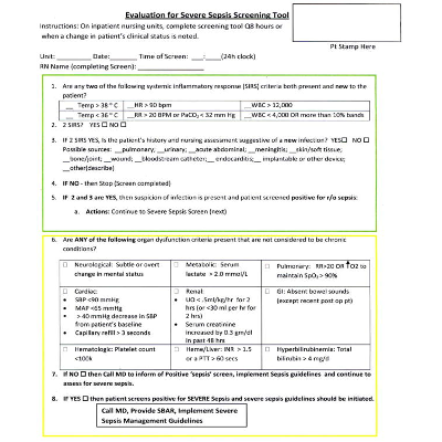 A Nurse-Driven Screening Tool for the Early Identification of Sepsis in an Intermediate Care Unit Setting