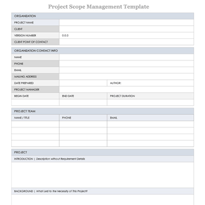 Best Project Scope Management Plan Template Excel icon