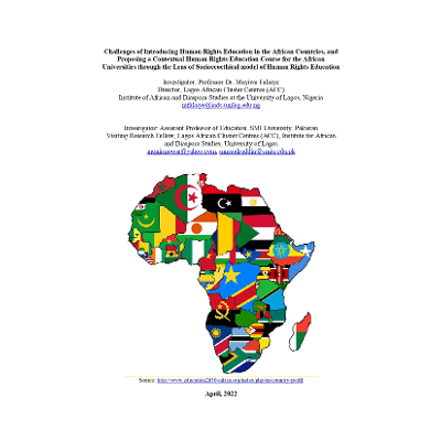 Challenges of Introducing Human Rights Education in the African Countries, and Proposing a Contextual Human Rights Education Course for the African Universities through the Lens of Socioecoethical model of Human Rights Education icon
