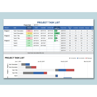 Project Task List Template Excel