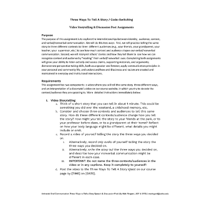 Three Ways to Tell a Story.Video Speech & Discussion Post Assignments.pdf icon