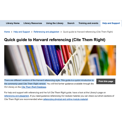 Quick Guide to Harvard Referencing--Cite Them Right icon