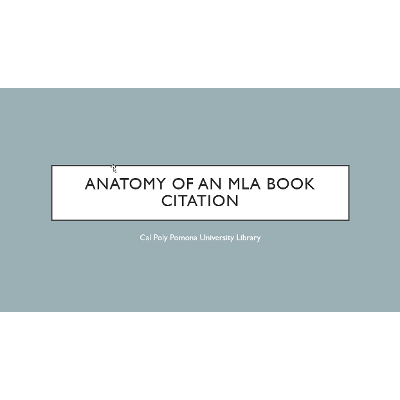 Anatomy of a MLA Book Citation icon