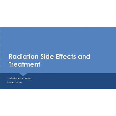 Radiation Therapy Side Effect Management