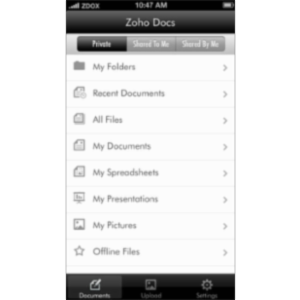 Zoho Docs App for iOS