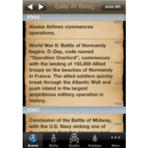 Today In History Lite App for iOS