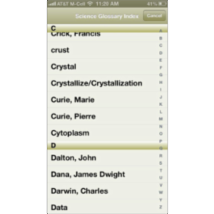 Science Glossary App for iOS